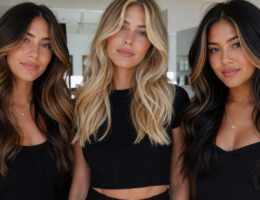 Brunette, blonde and black hair models with face-framing highlights