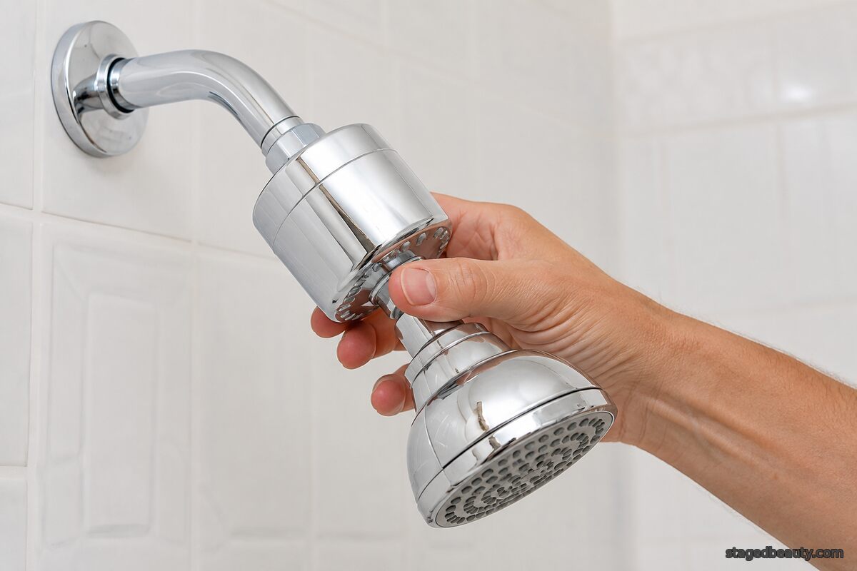 A shower filter can reduce mineral exposure in hard-water areas.